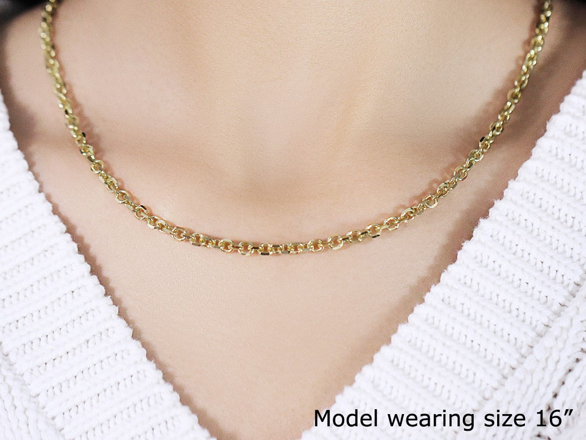 4.0mm 14k Yellow Gold Diamond Cut Cable Link Chain by Bids.com
