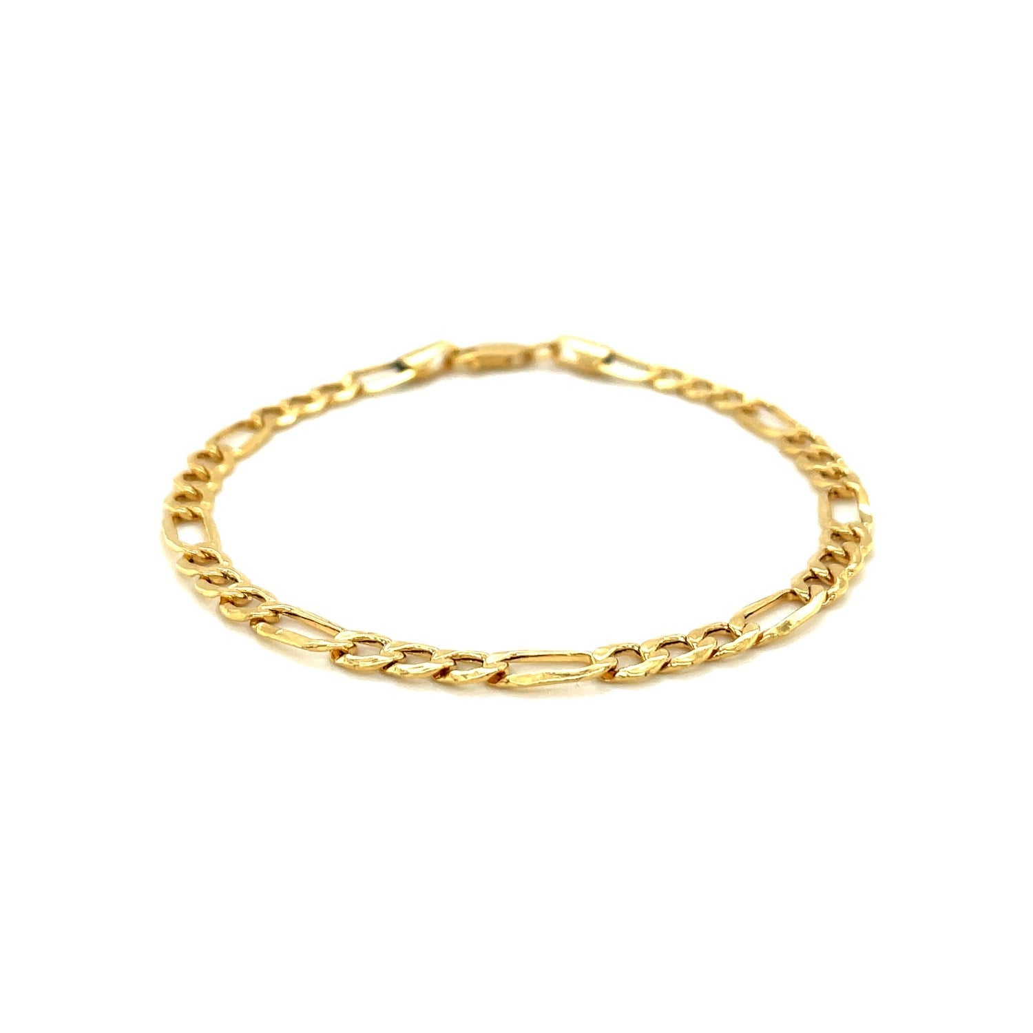 14k Yellow Gold Lite Figaro Bracelet (4.70 mm) - DestGlow