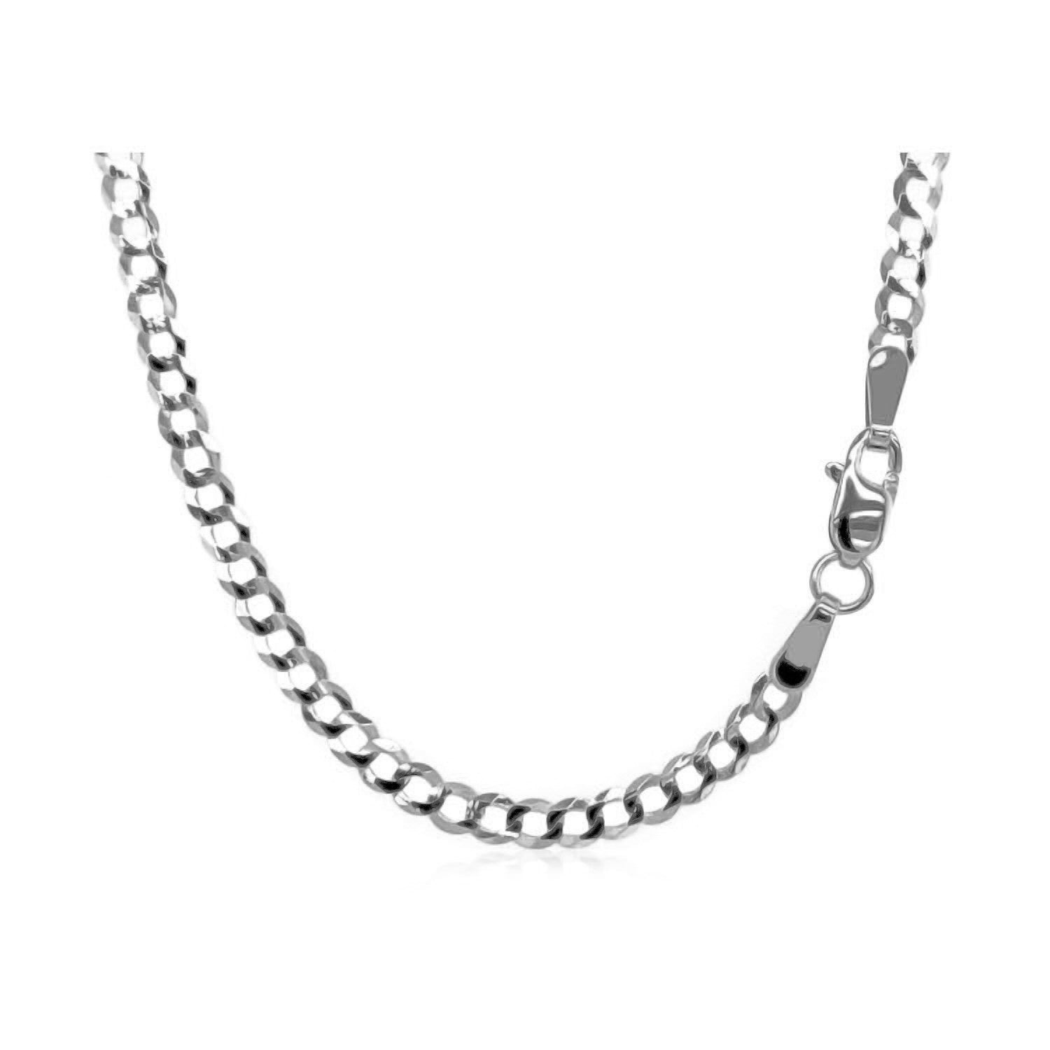 14k White Gold Solid Curb Chain (2.60 mm) by Avera Group