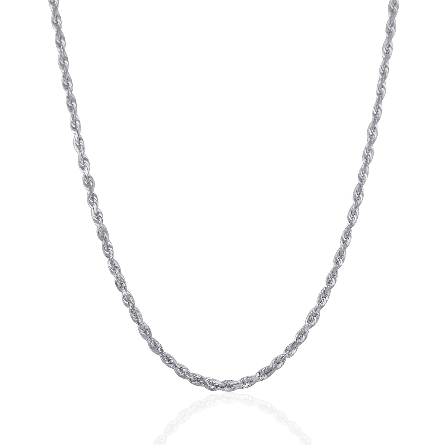 3.0mm 14k White Gold Solid Diamond Cut Rope Chain by Bids.com
