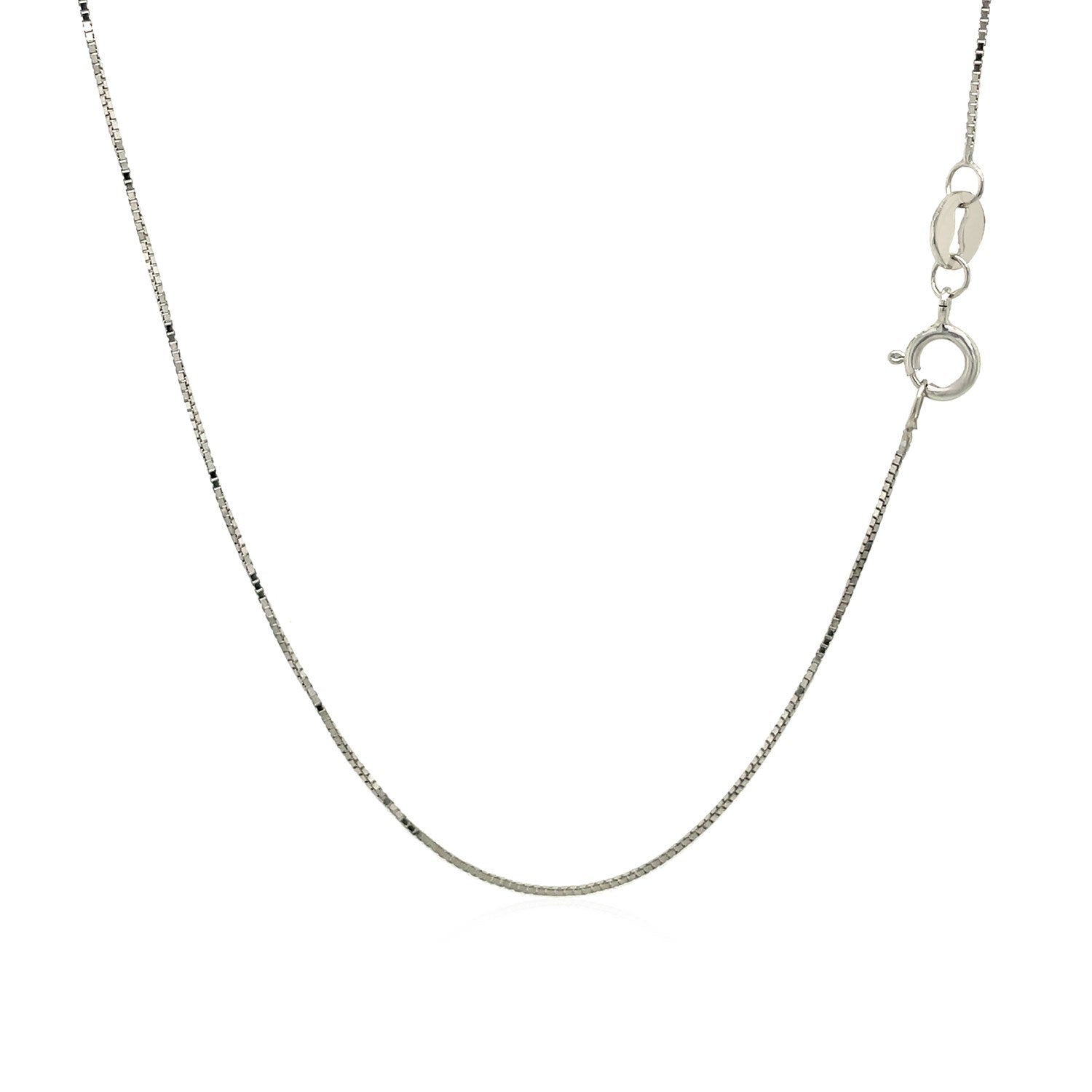 14k White Gold Classic Box Chain (0.60 mm) - DestGlow