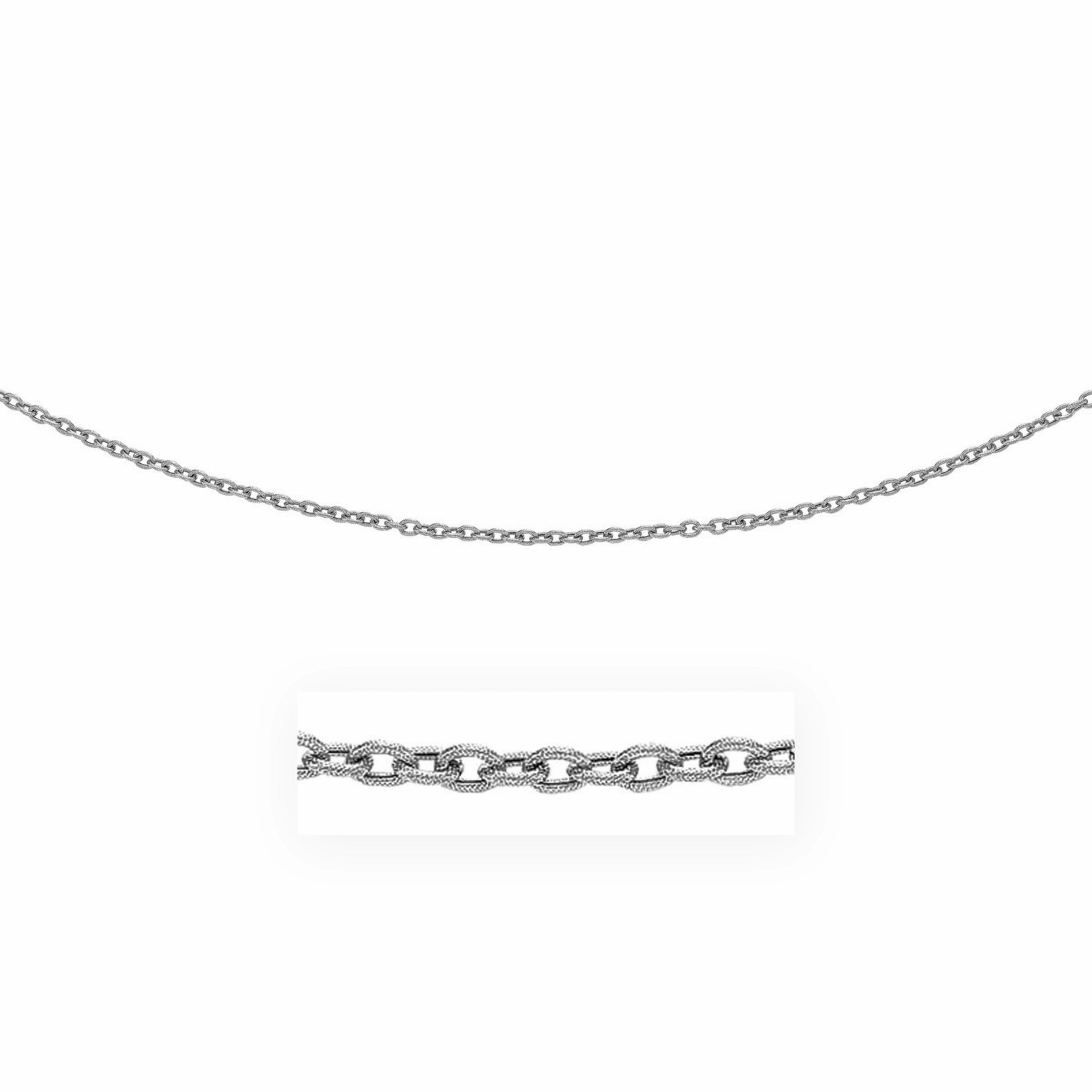 14k White Gold Pendant Chain with Textured Links (2.90 mm) by Avera Group