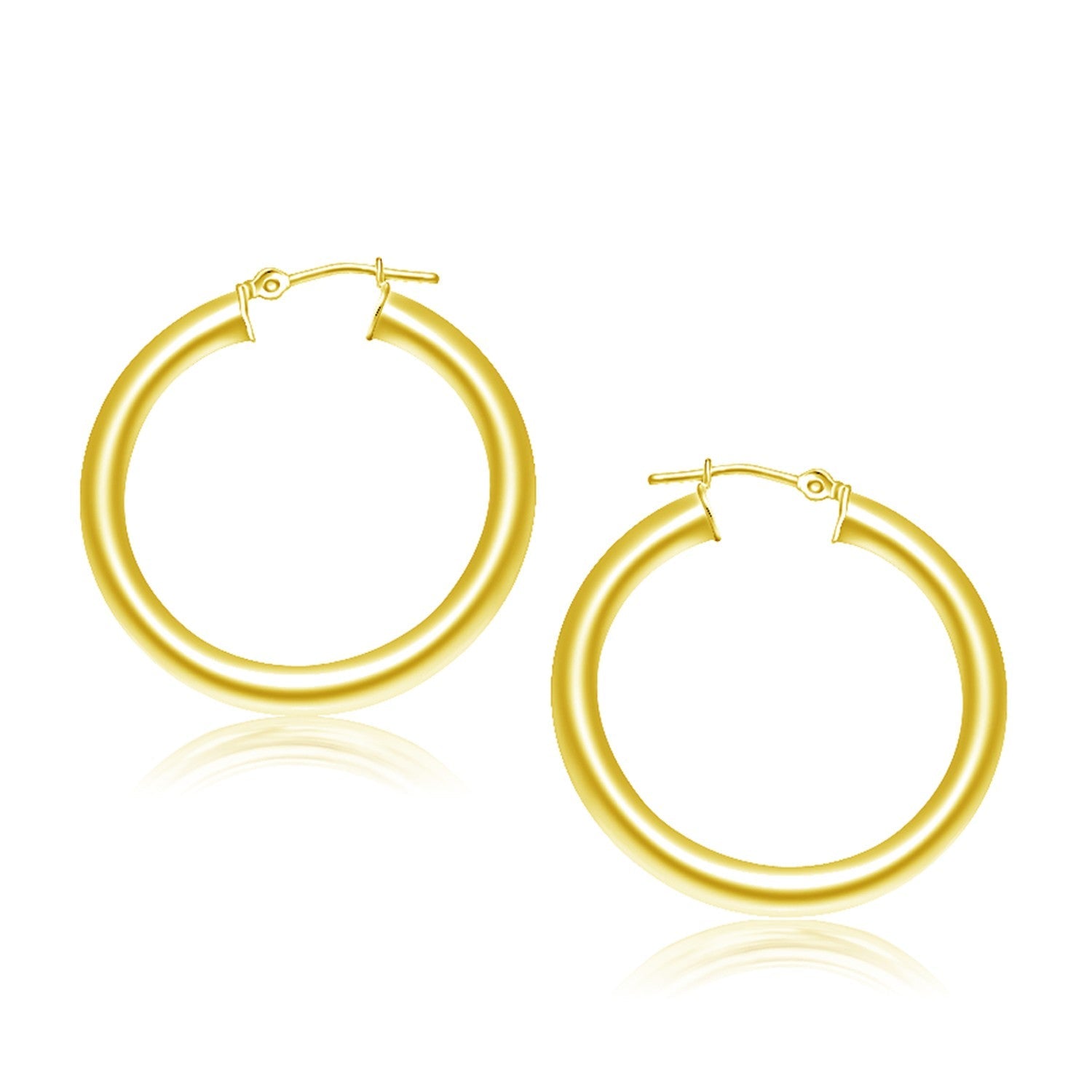14k Yellow Gold Polished Hoop Earrings (4x30 mm) - earrings