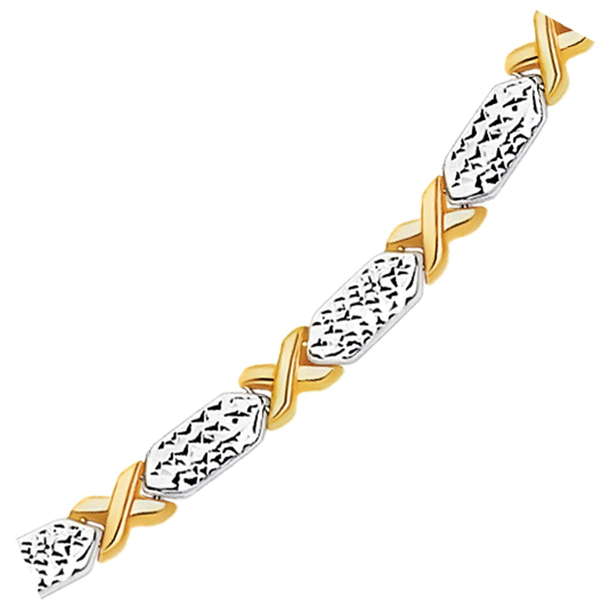 14k Two-Tone Gold Fancy X Line Bracelet (4.80 mm) by Avera Group