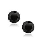 14k White Gold 8.0mm Round Black CZ Stud Earrings - earrings