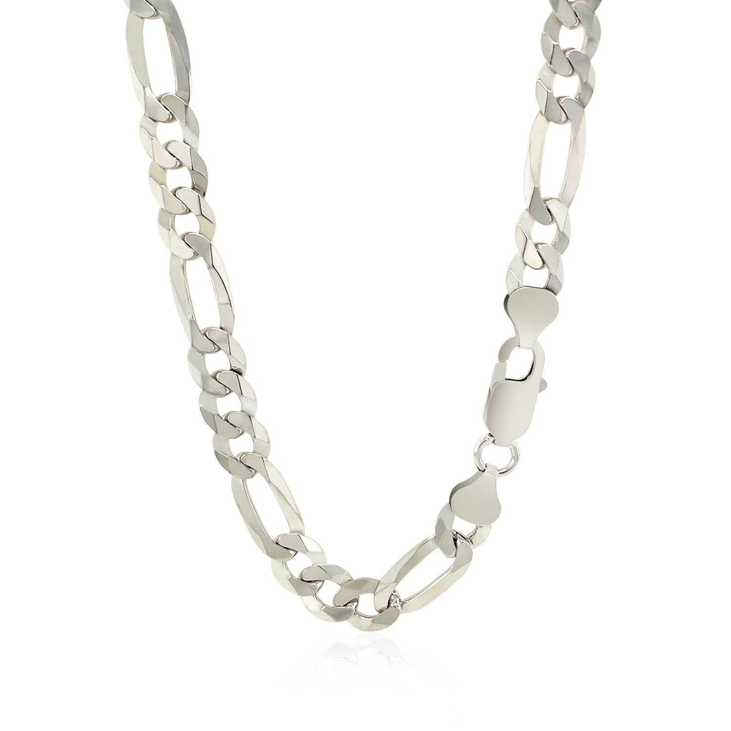 Rhodium Plated Sterling Silver Figaro Style Chain (8.10 mm) - DestGlow