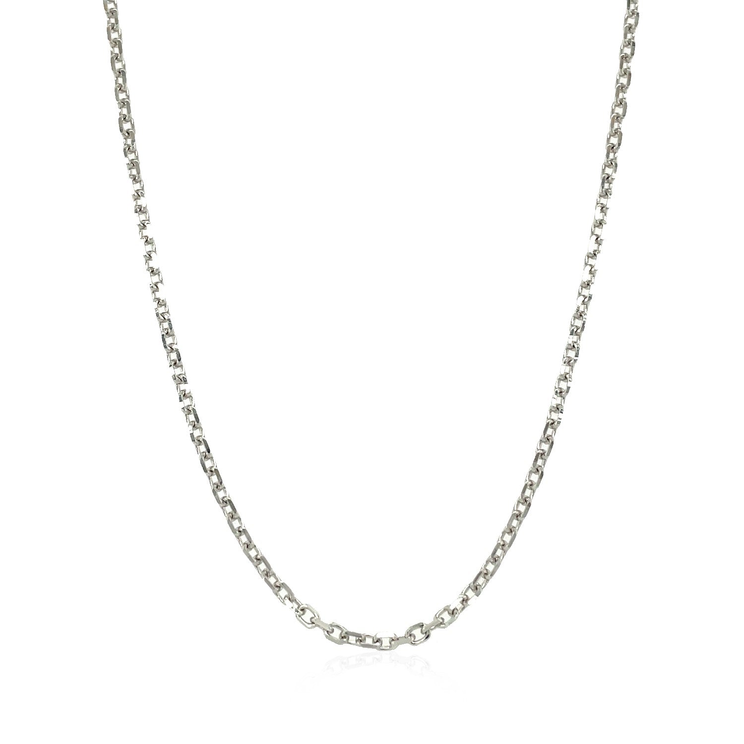 14k White Gold Diamond Cut Cable Link Chain (1.90 mm) by Avera Group
