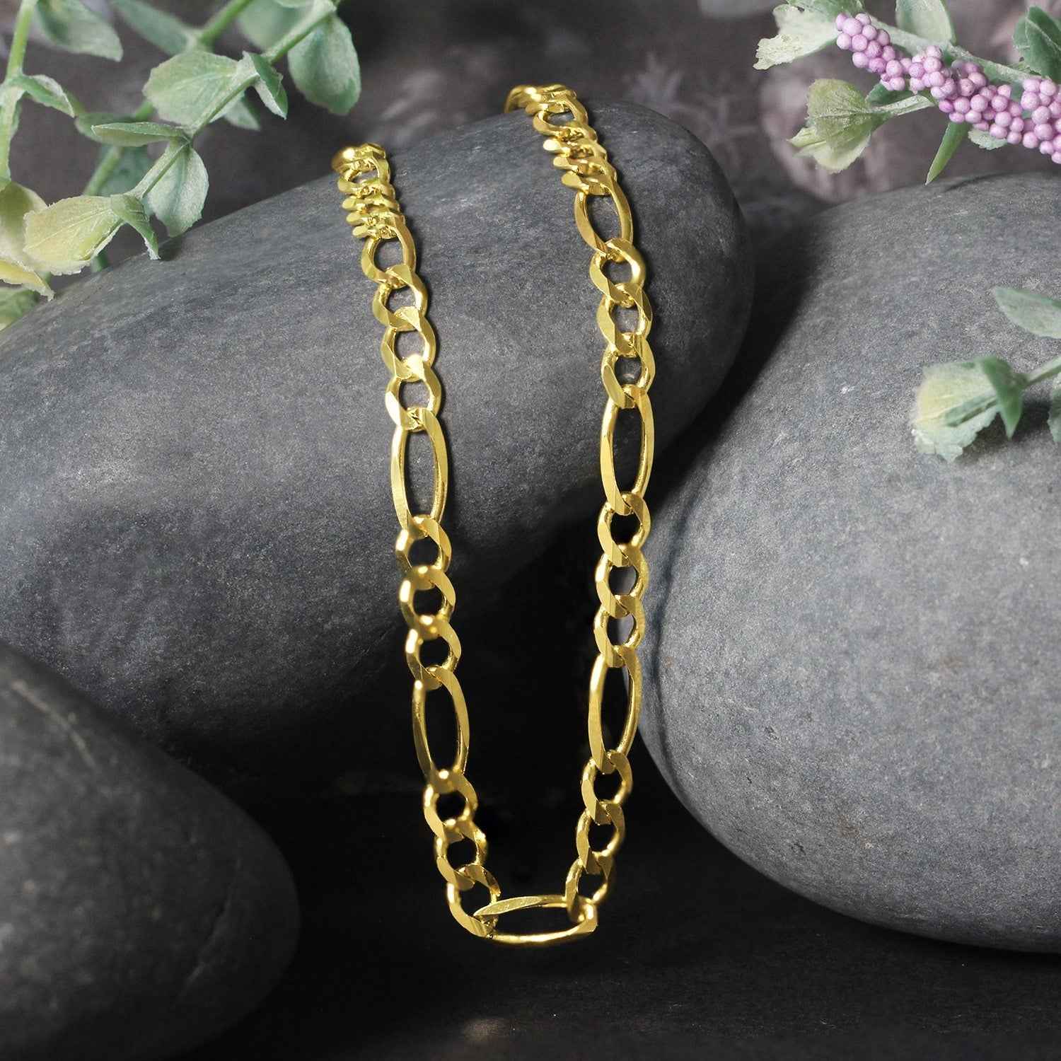 10K Yellow Gold Solid Figaro Chain (4.50 mm) by Bids.com