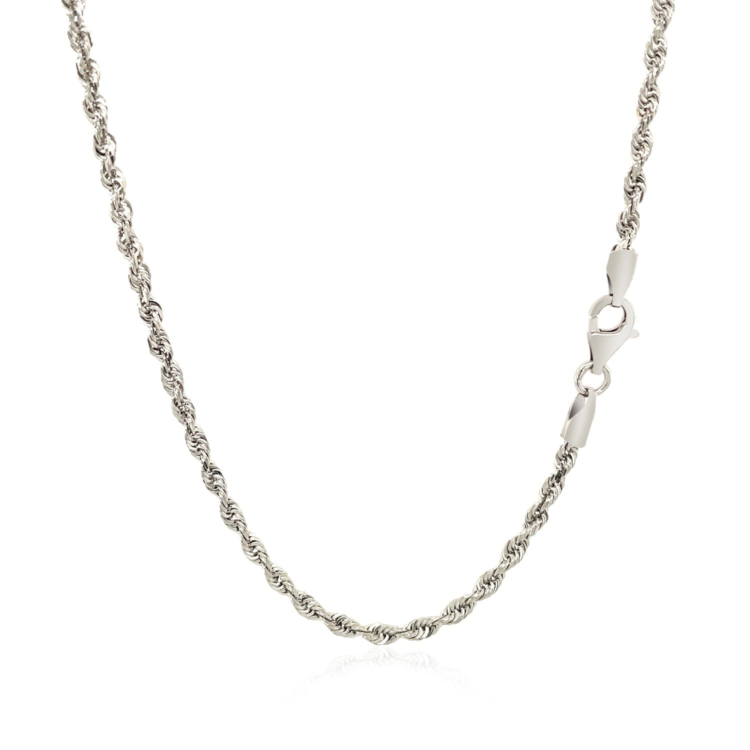 2.5mm 14k White Gold Solid Diamond Cut Rope Chain by Bids.com