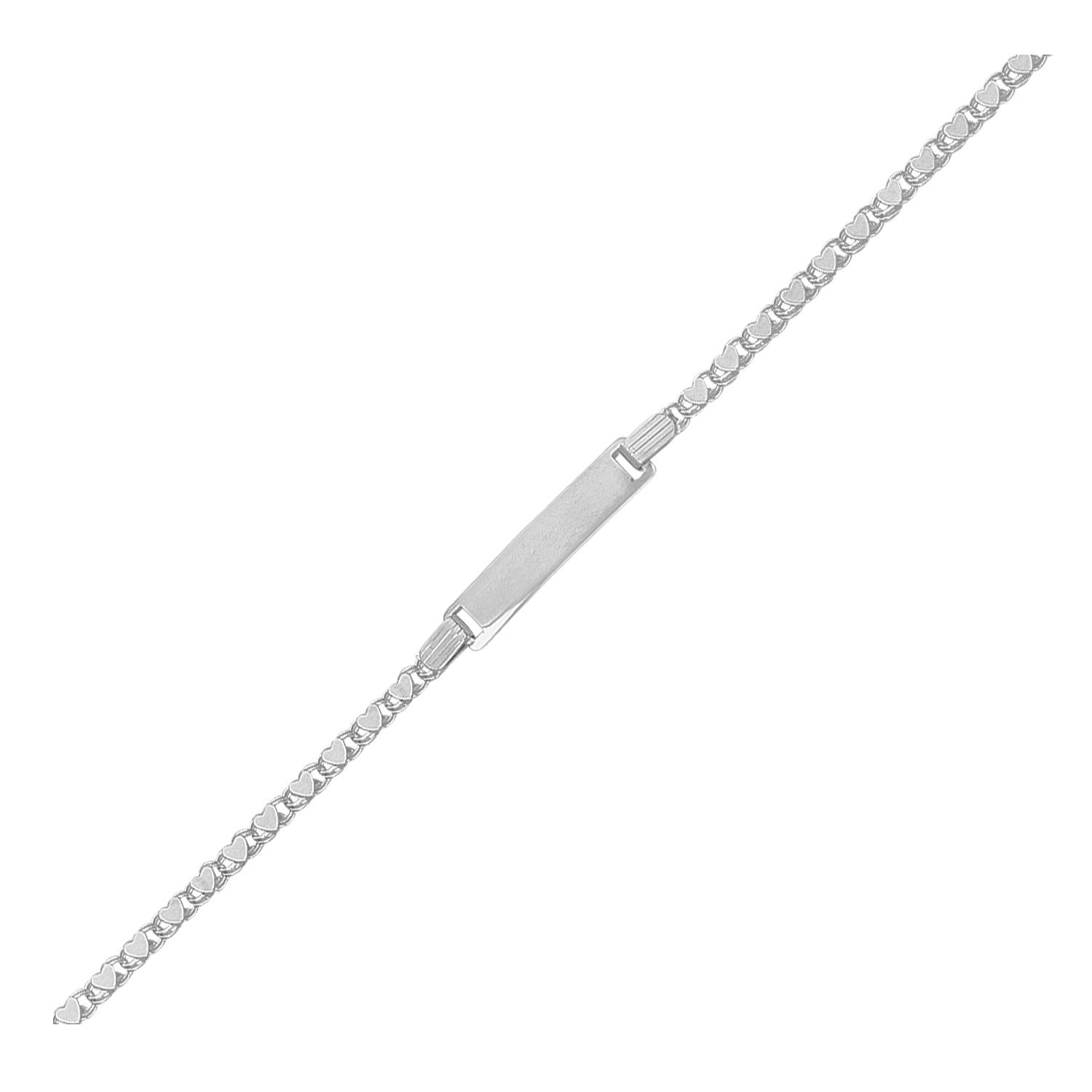 14k White Gold Childrens Heart Link ID Bracelet by Avera Group