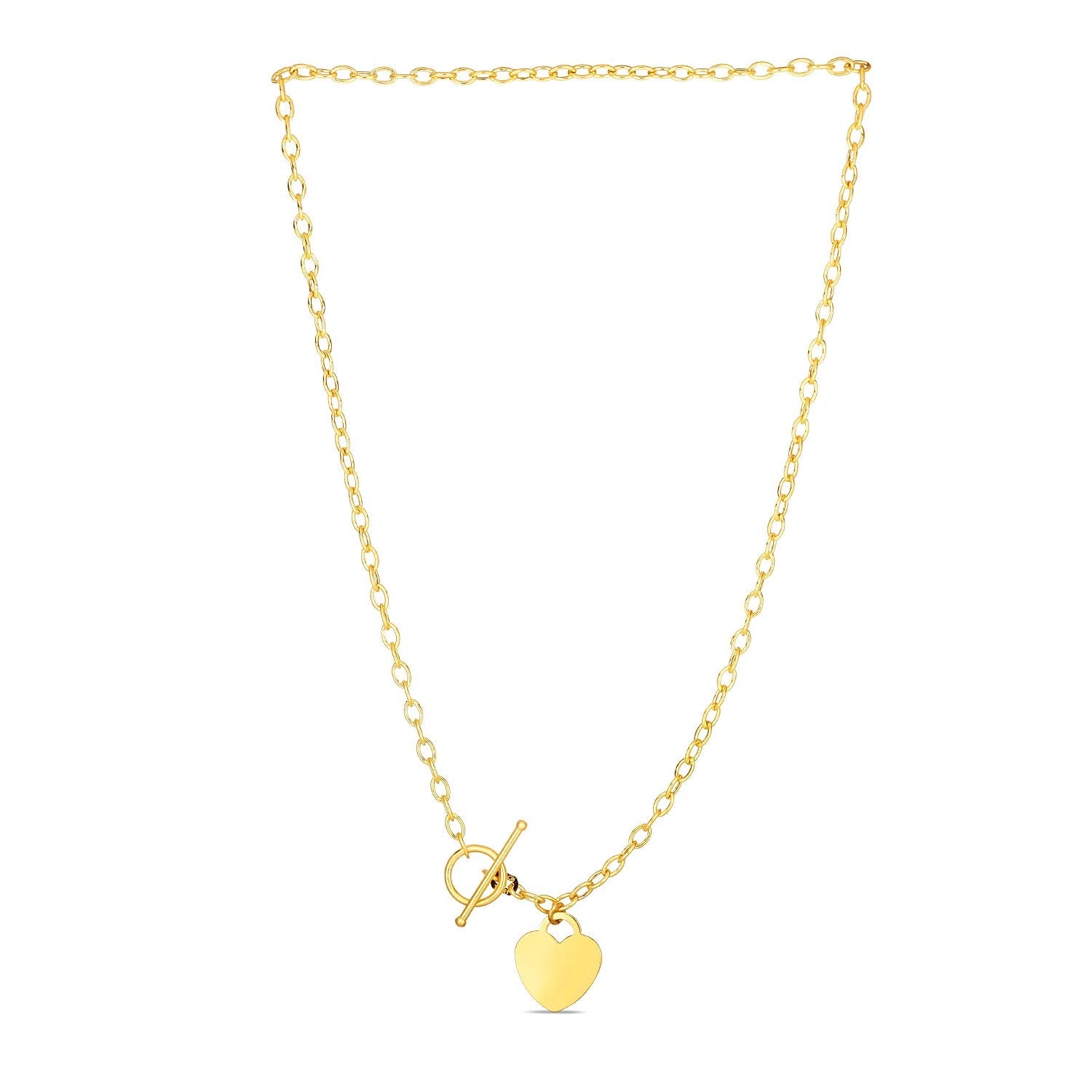 Toggle Necklace with Heart Charm in 14k Yellow Gold by Bids.com