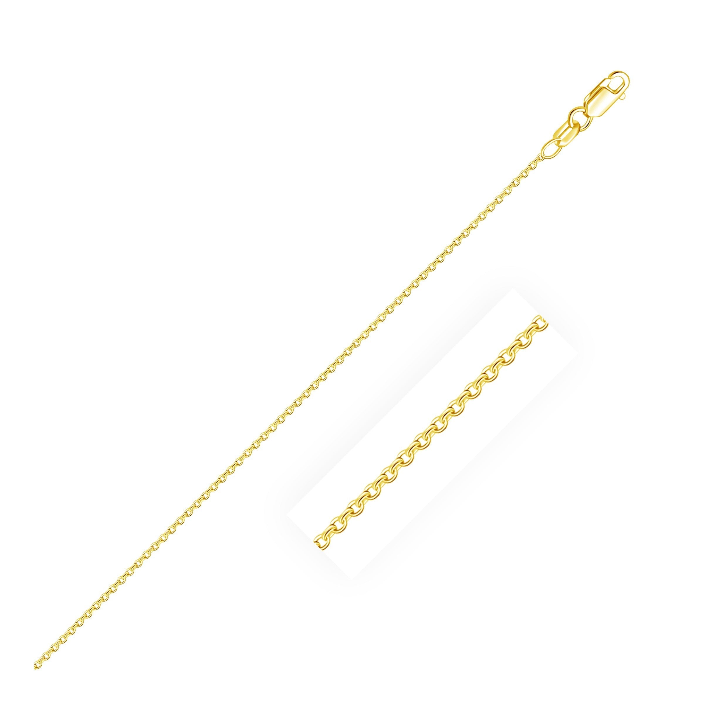 14k Yellow Gold Round Cable Link Chain 0.7mm DestGlow