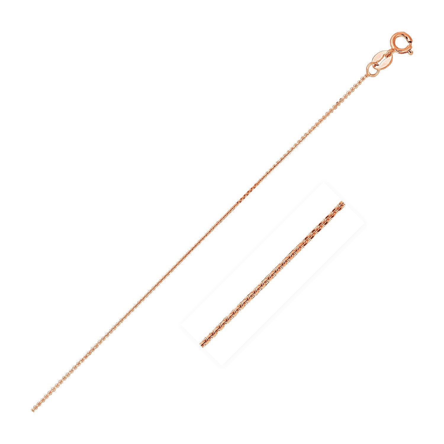 14k Pink Gold Diamond Cut Cable Link Chain 0.8mm DestGlow
