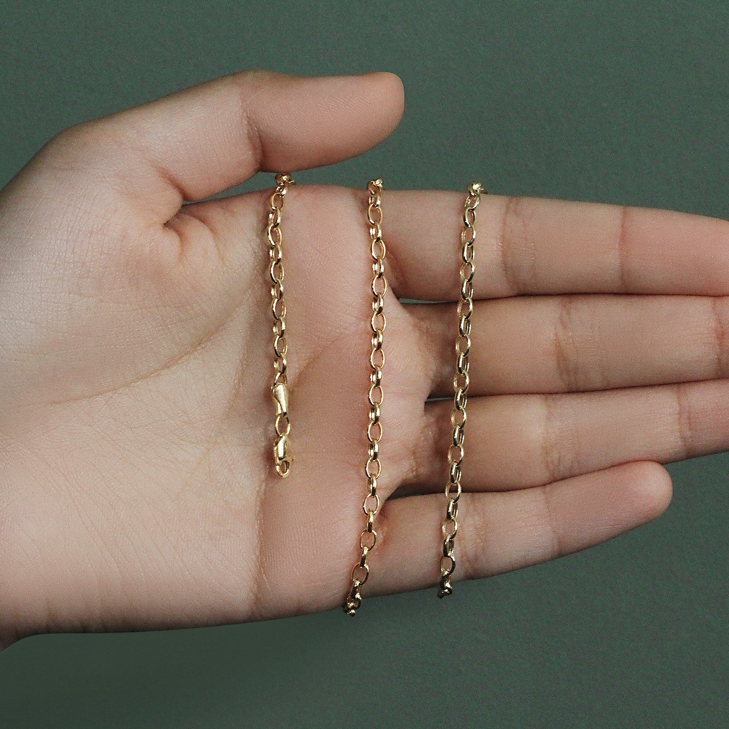 3.2mm 14k Yellow Gold Oval Rolo Chain by Bids.com