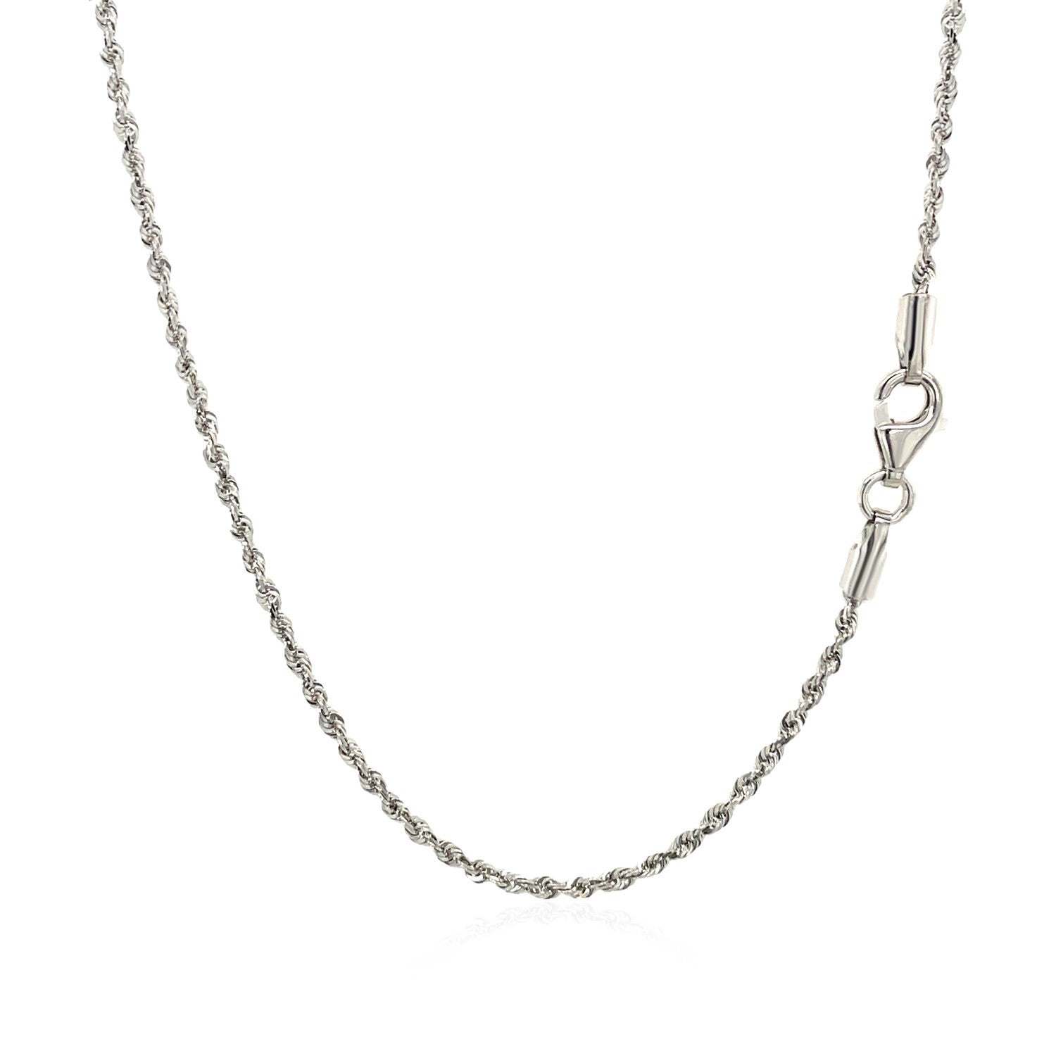 10k White Gold Solid Diamond Cut Rope Chain (1.60 mm) by Avera Group