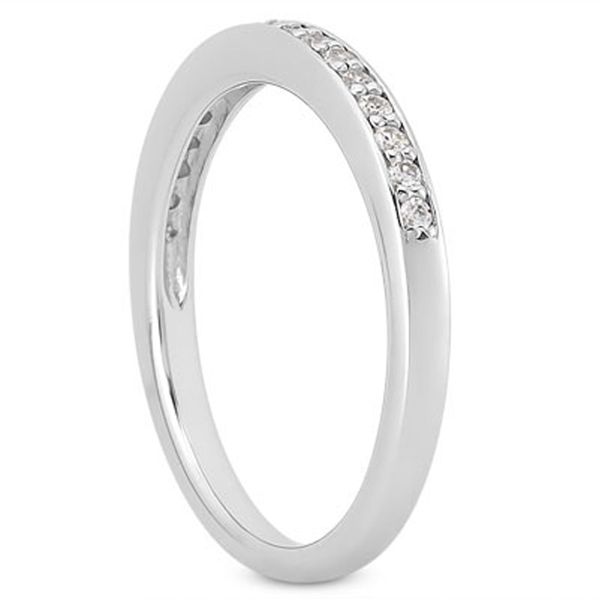 14k White Gold Micro-pave Flat Sided Diamond Wedding Ring Band by Bids.com