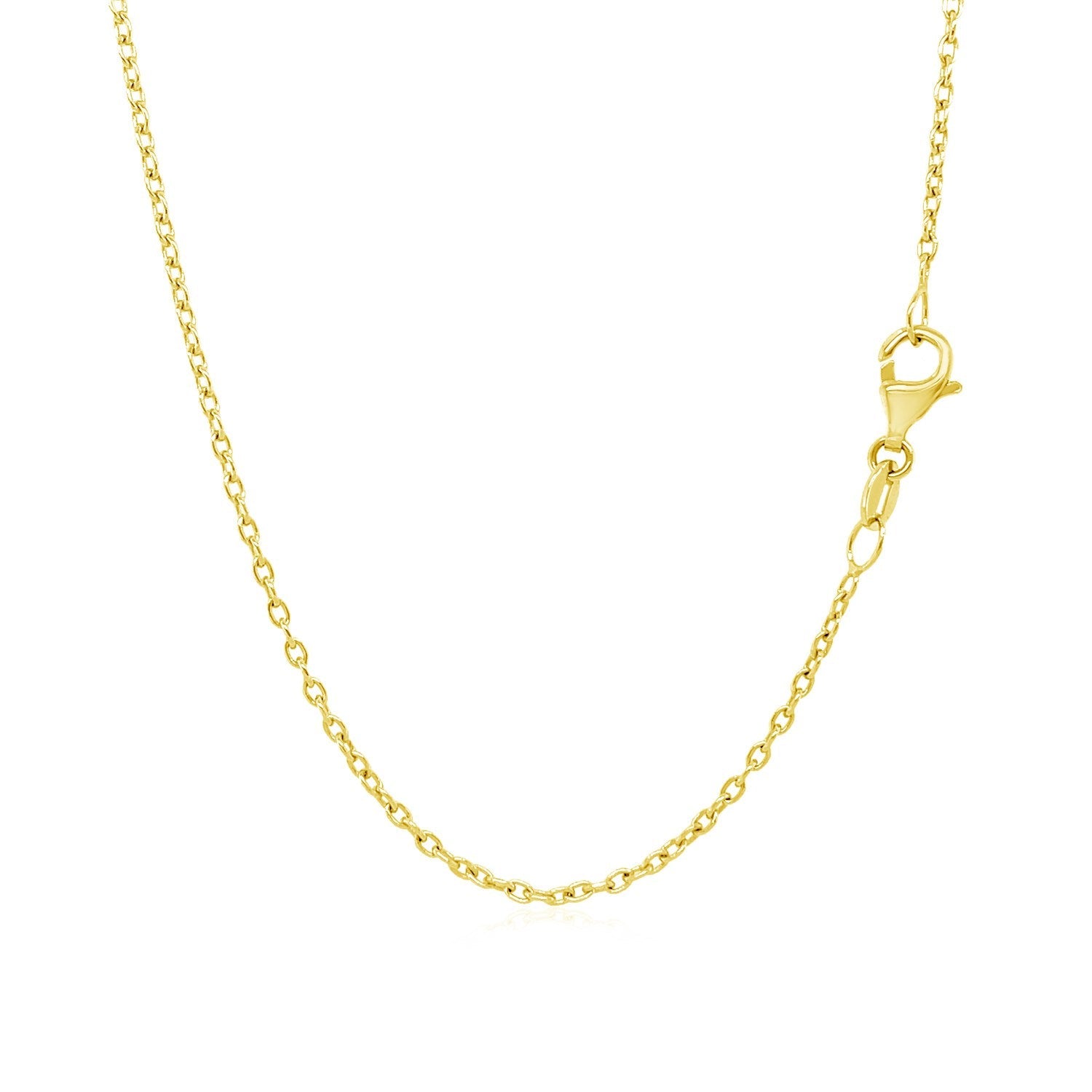 14k Yellow Gold Round Cable Link Chain 1.5mm - DestGlow