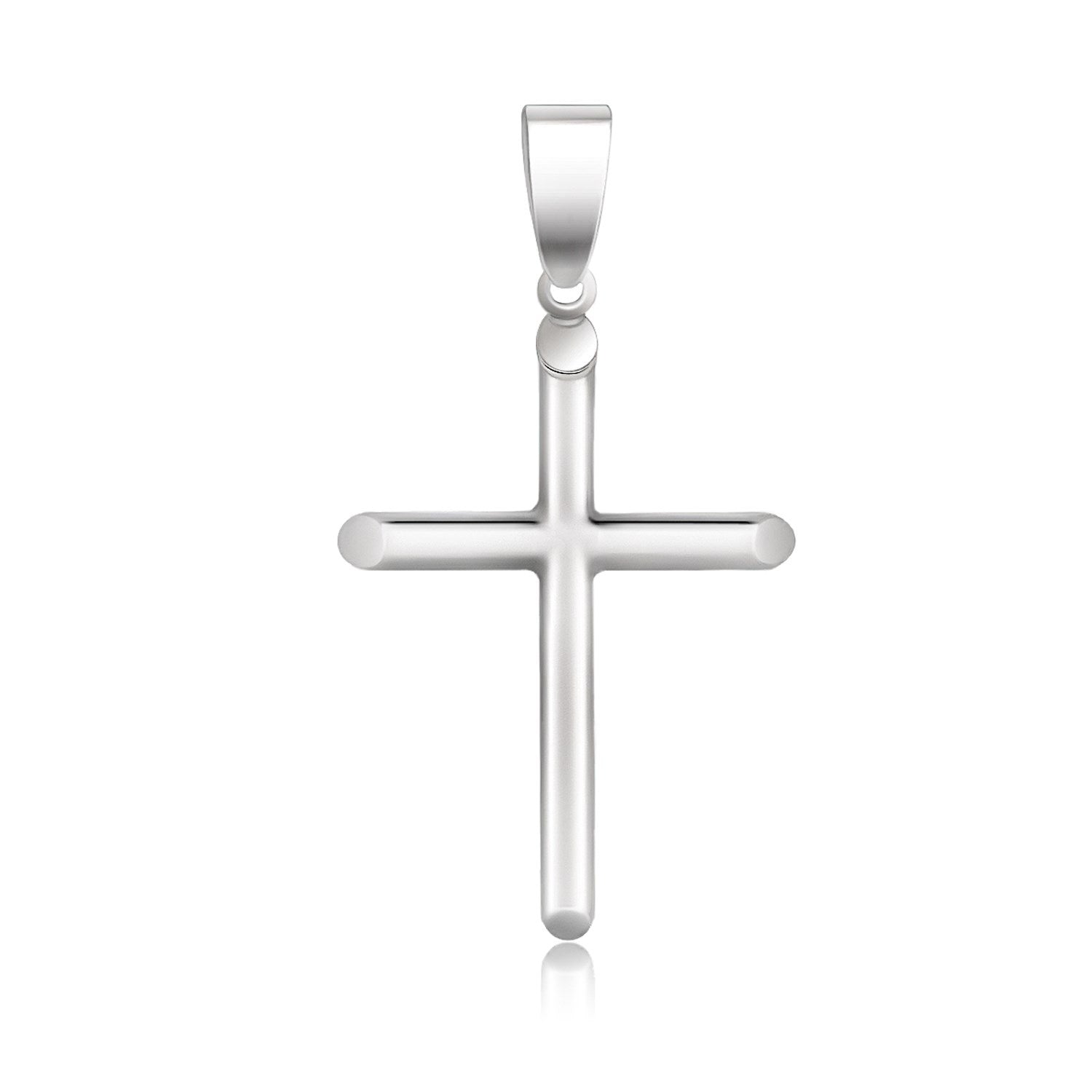 14k White Gold Slim Cross with Tapered Ends Pendant - necklaces