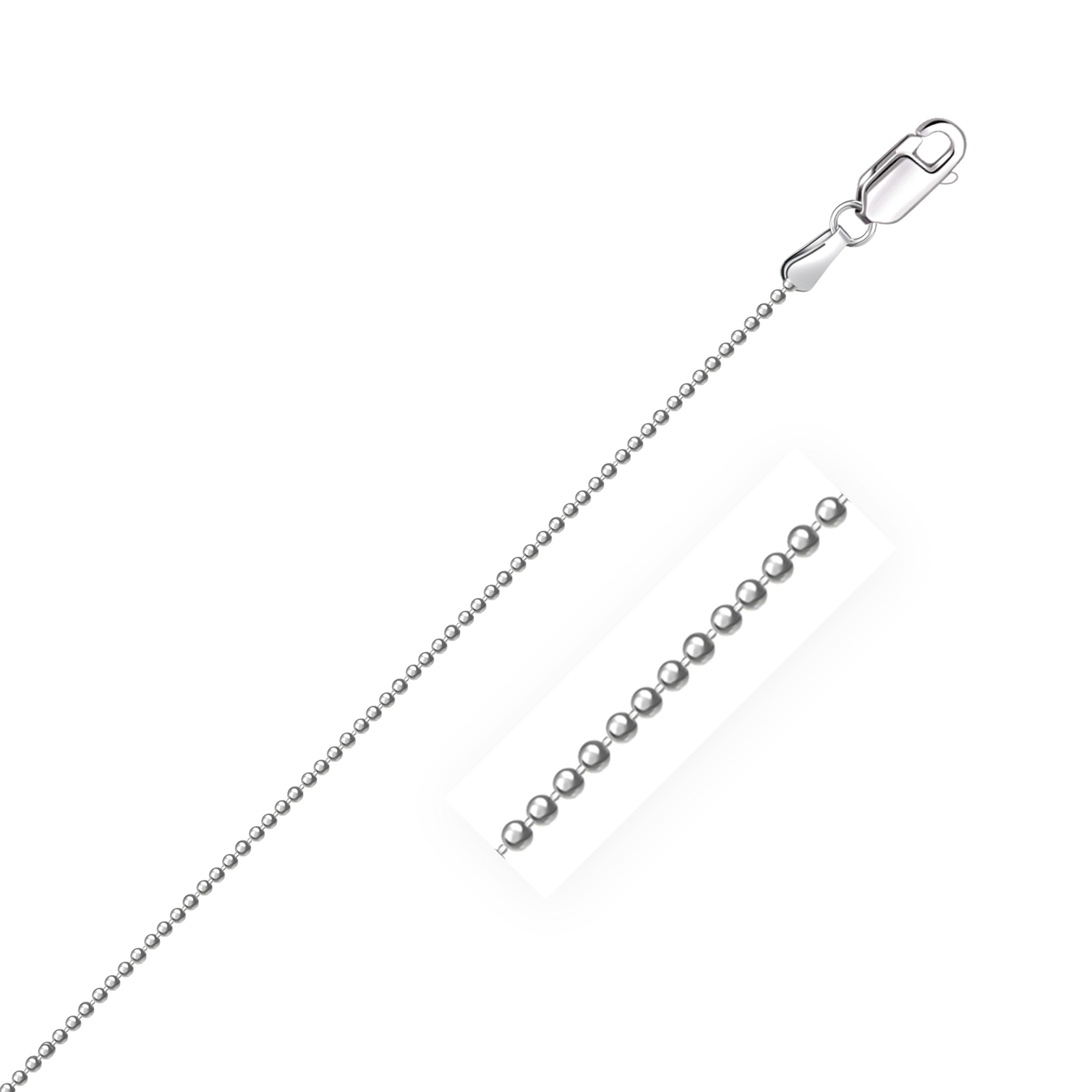 14k White Gold Diamond-Cut Bead Chain 1.2mm DestGlow