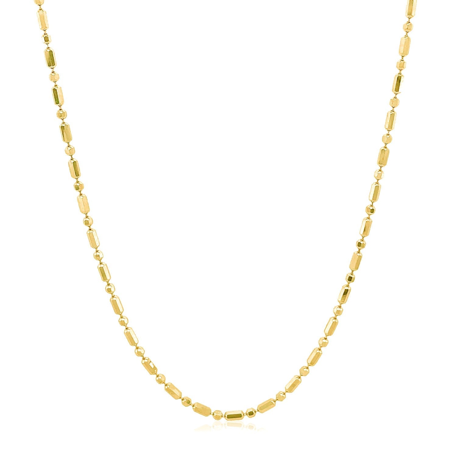 14k Yellow Gold Diamond-Cut Alternating Bead Chain (1.30 mm) by Avera Group