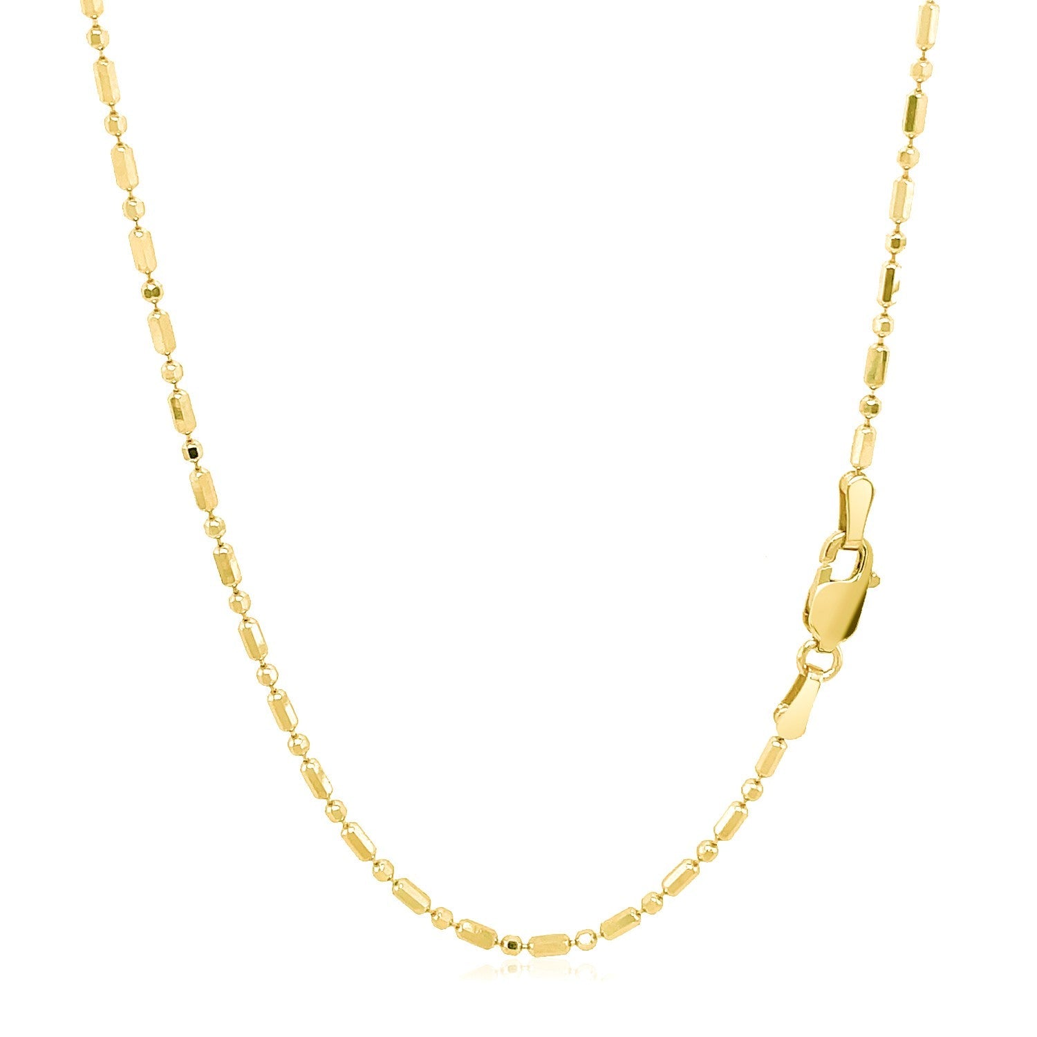 14k Yellow Gold Diamond-Cut Alternating Bead Chain (1.30 mm) by Avera Group
