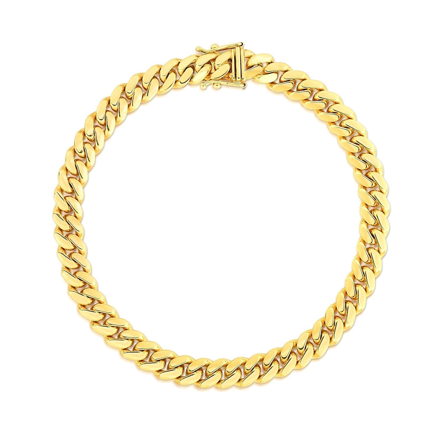 10k Yellow Gold Classic Miami Cuban Solid Bracelet (7.10 mm) DestGlow