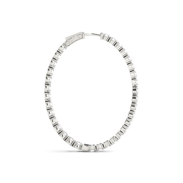 Oval Shape Two Sided Diamond Hoop Earrings in 14k White Gold (2 cttw) by Bids.com