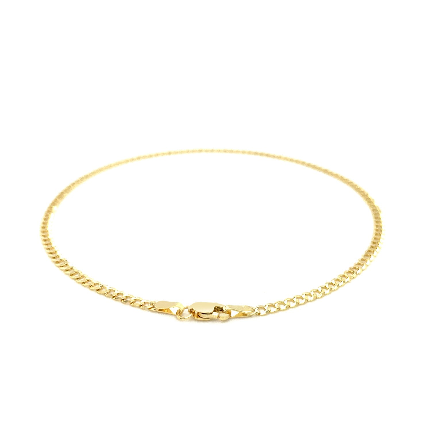 2.5mm 14k Yellow Gold Curb Link Anklet - DestGlow