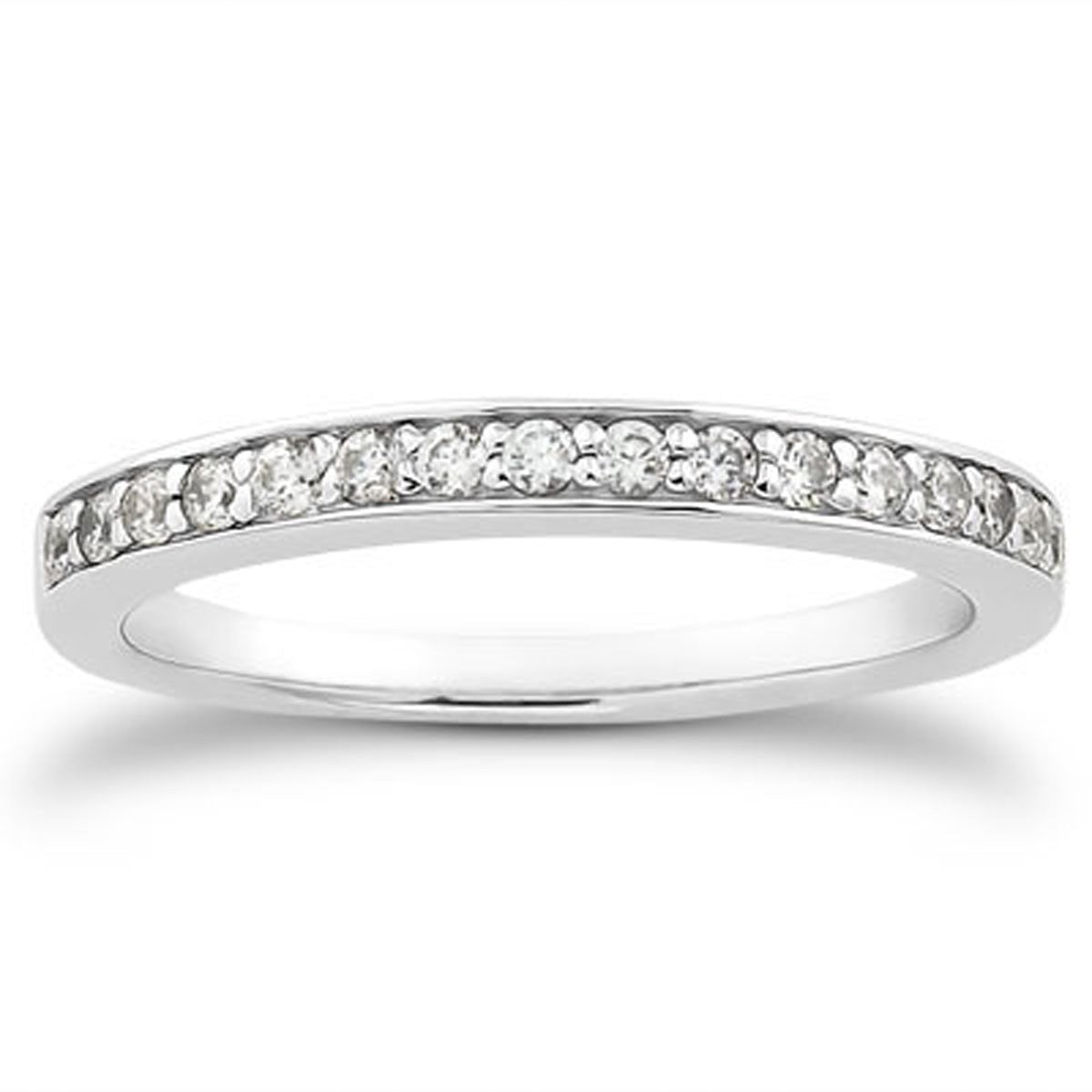 14k White Gold Pave Diamond Wedding Ring Band Set 1/2 Around by Bids.com