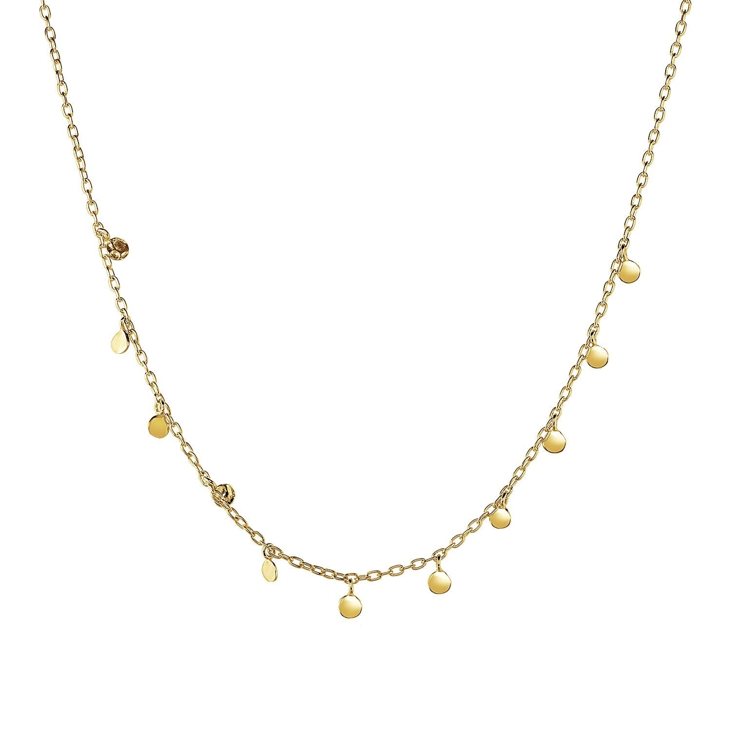 Choker Necklace with Hammered Beads in 14k Yellow Gold by Avera Group