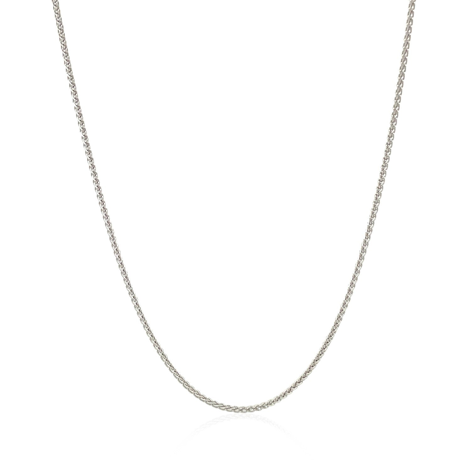 14k White Gold Round Wheat Chain (1.00 mm) by Avera Group