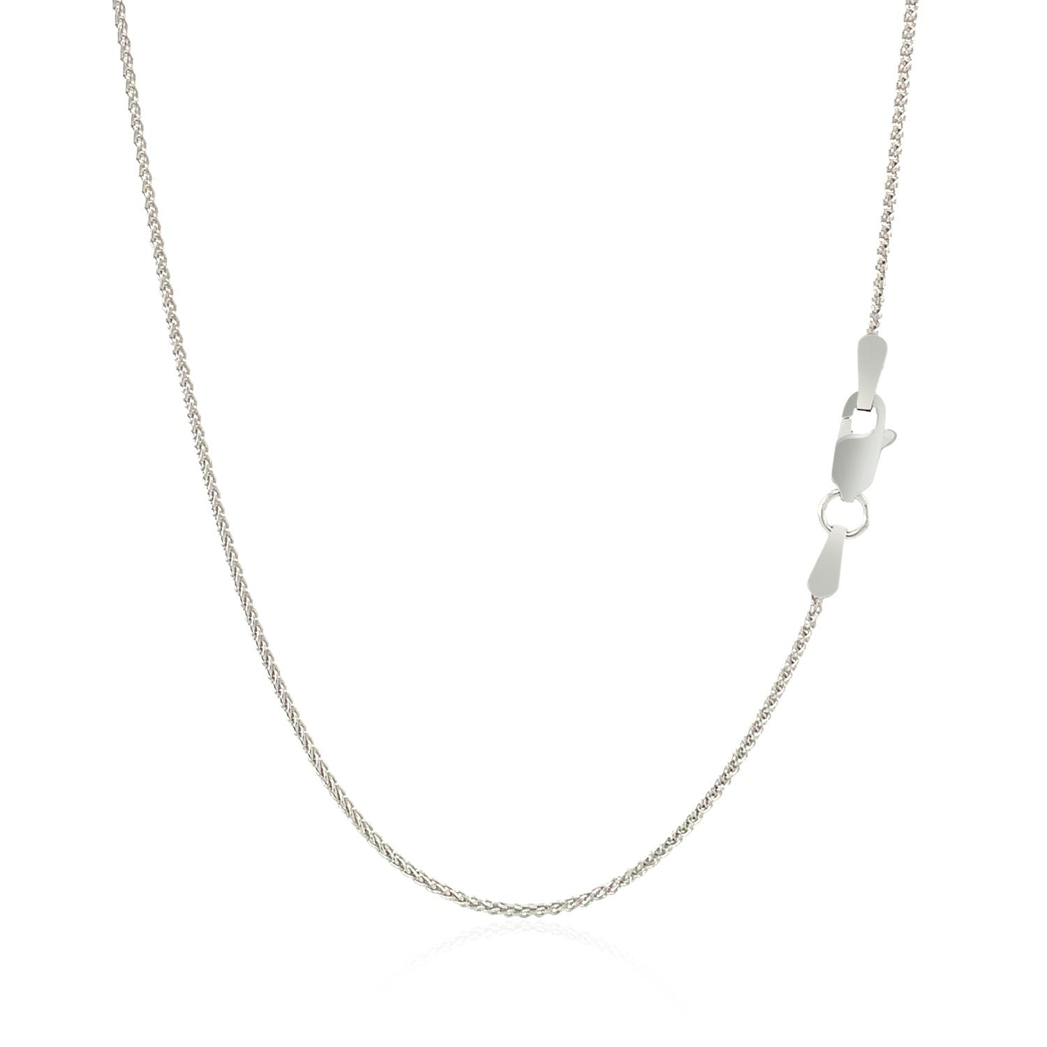 14k White Gold Round Wheat Chain (1.00 mm) by Avera Group