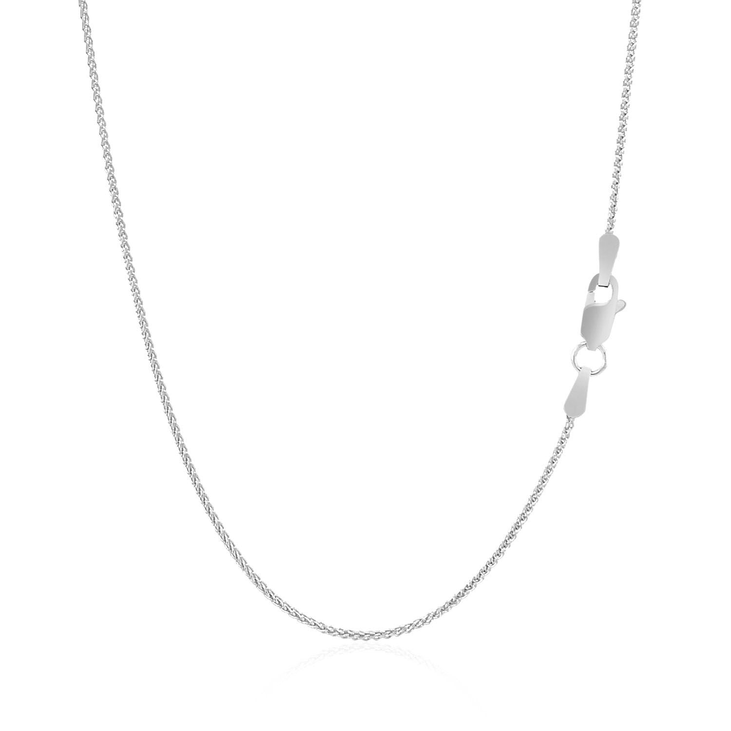 14k White Gold Round Wheat Chain 1.0mm by Bids.com