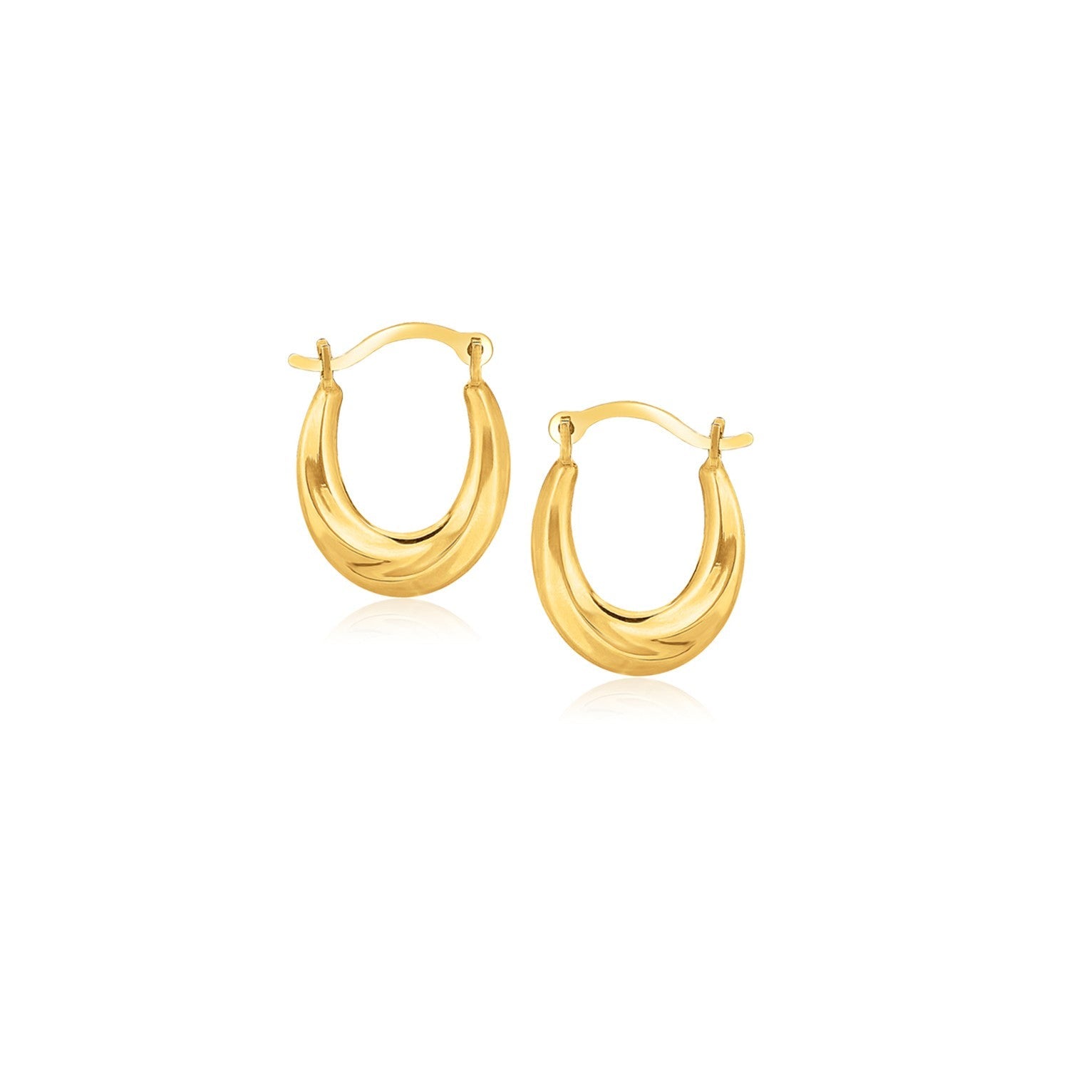 10k Yellow Gold Oval Hoop Earrings - earrings