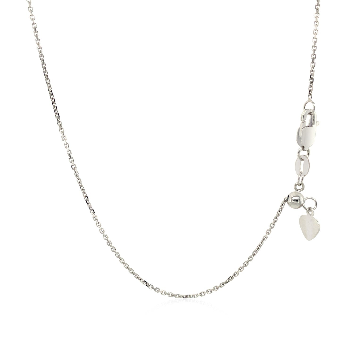 10k White Gold Adjustable Cable Chain 0.9mm by Bids.com