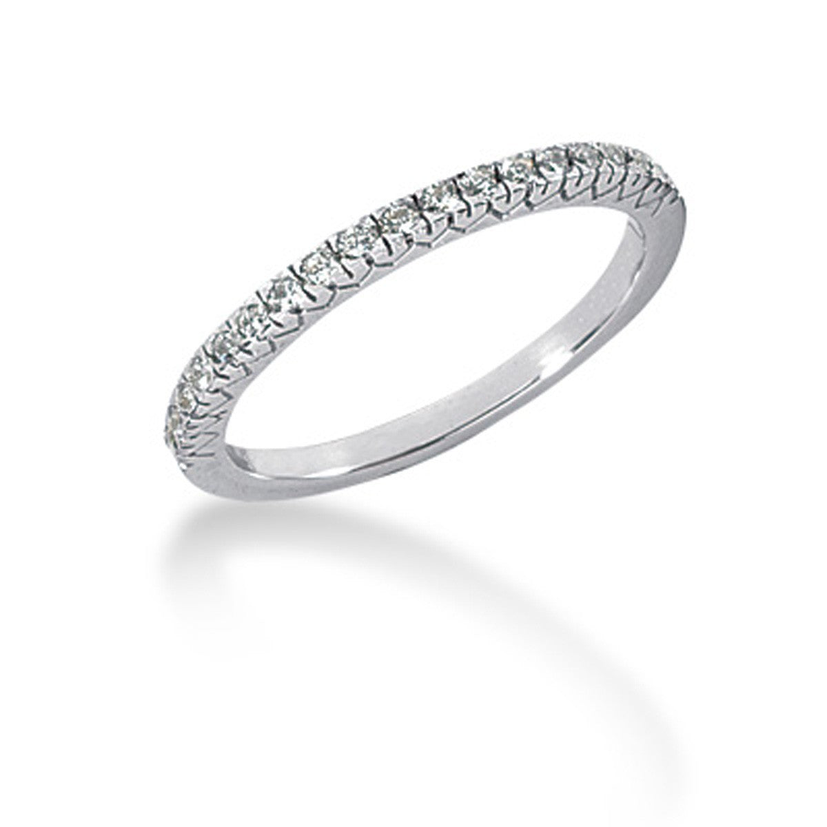 14k White Gold Engraved Fishtail V Pave Diamond Wedding Ring Band by Bids.com