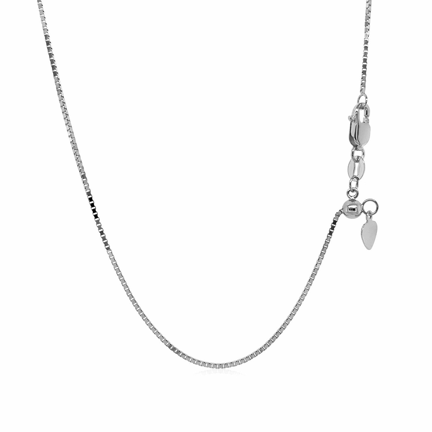 14k White Gold Adjustable Box Chain (0.85 mm) by Avera Group
