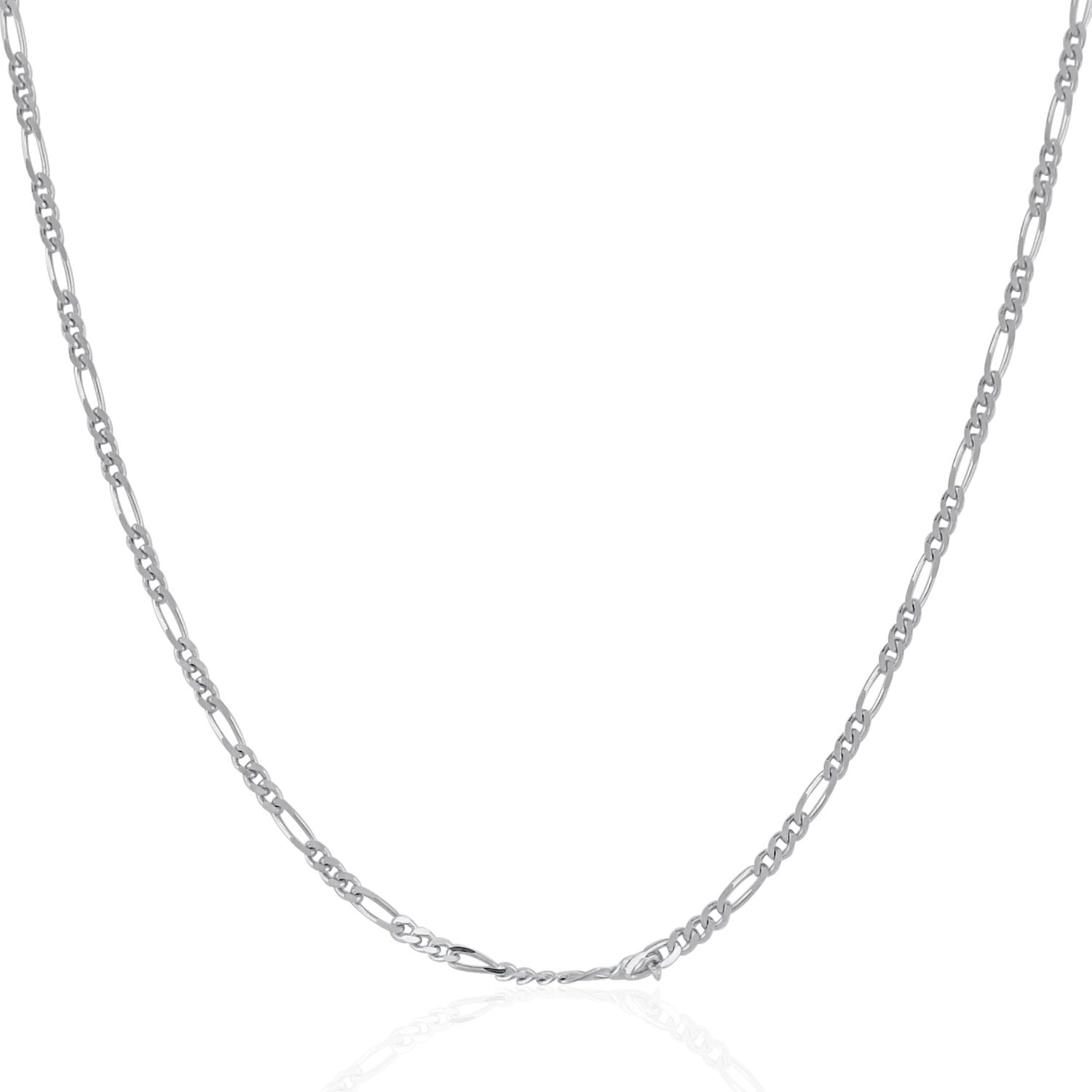 14k White Gold Solid Figaro Chain 1.9mm by Avera Group