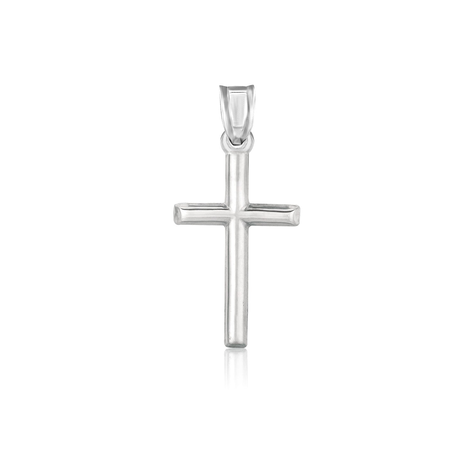 14k White Gold High Polish Cross Pendant - necklaces