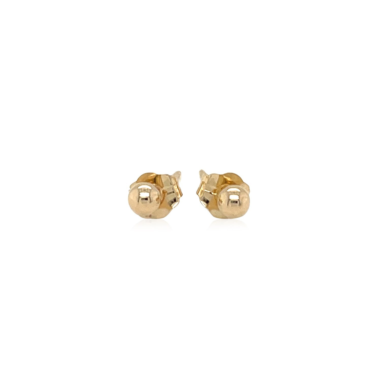14k Yellow Gold Polished Round Stud Earrings(3mm) - DestGlow