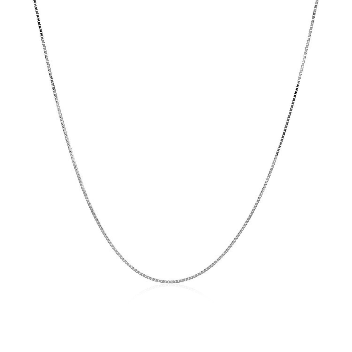 14k White Gold Classic Box Chain (0.60 mm) - DestGlow
