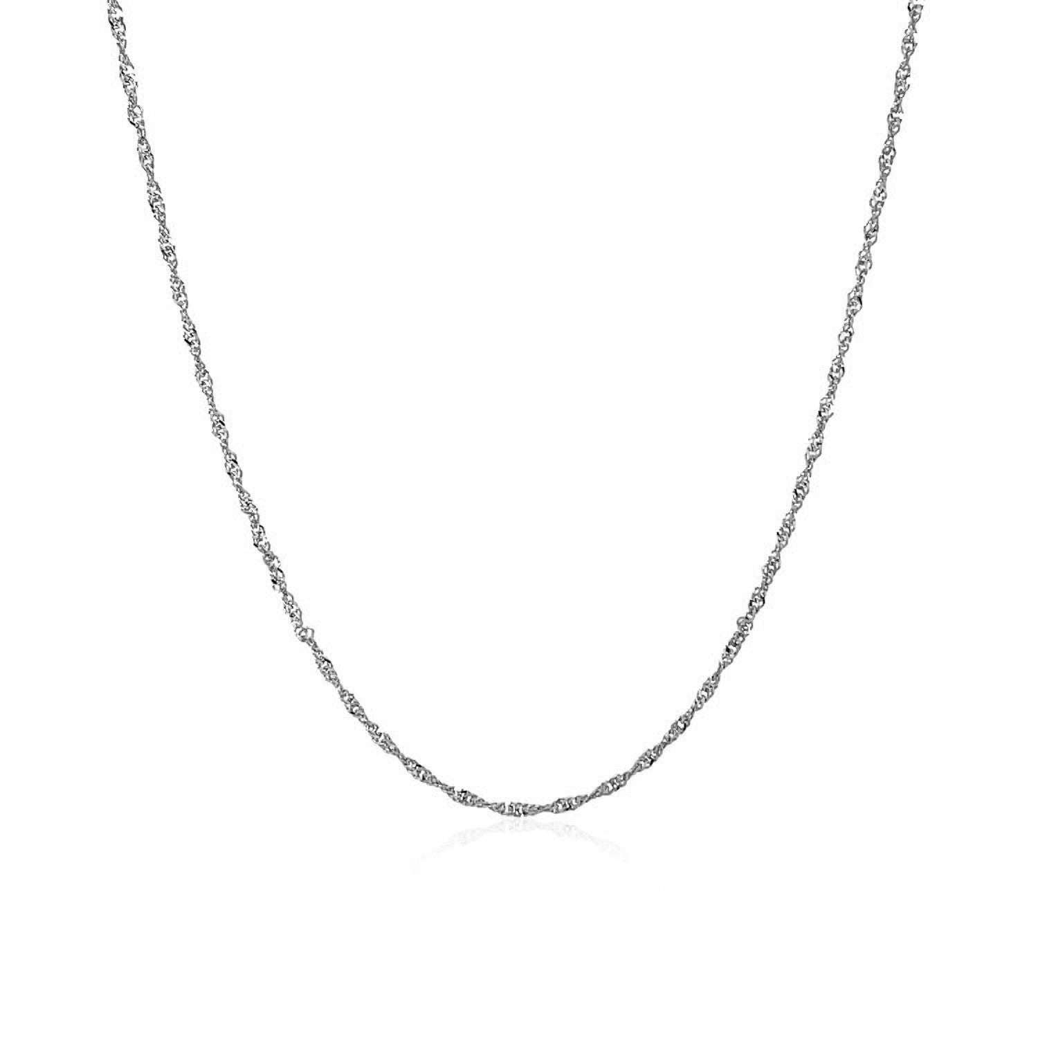 14k White Gold Singapore Chain (1.10 mm) by Avera Group