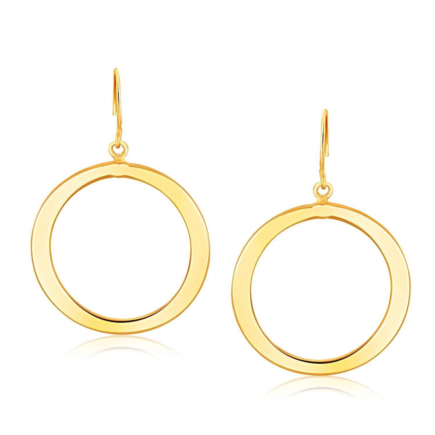 14k Yellow Gold Flat Open Tube Round Earrings DestGlow