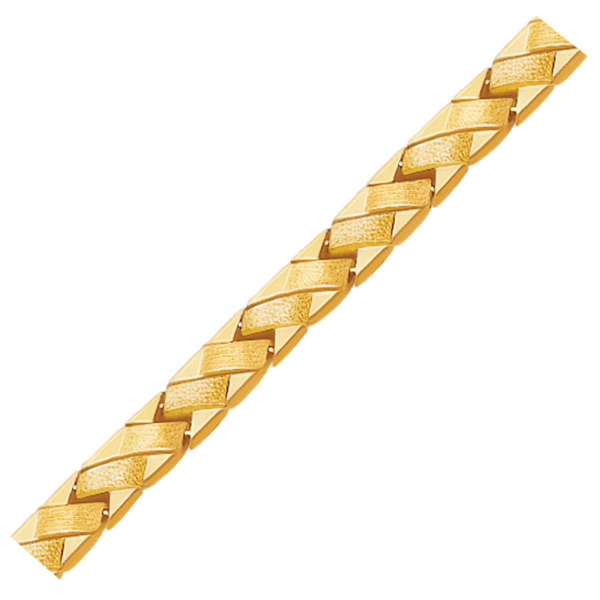 14k Yellow Gold Fancy Basket Weave Line Bracelet by Bids.com