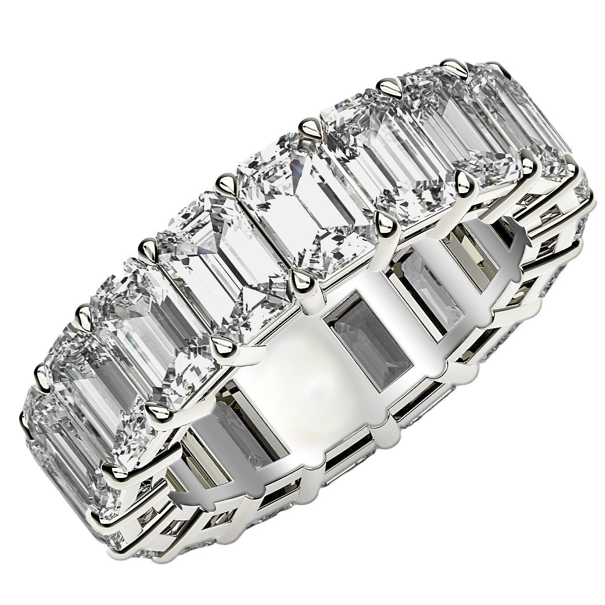 Emerald Cut Lab Grown Diamond Eternity Ring in 14k White Gold (8 cttw FG/VS2) by Bids.com