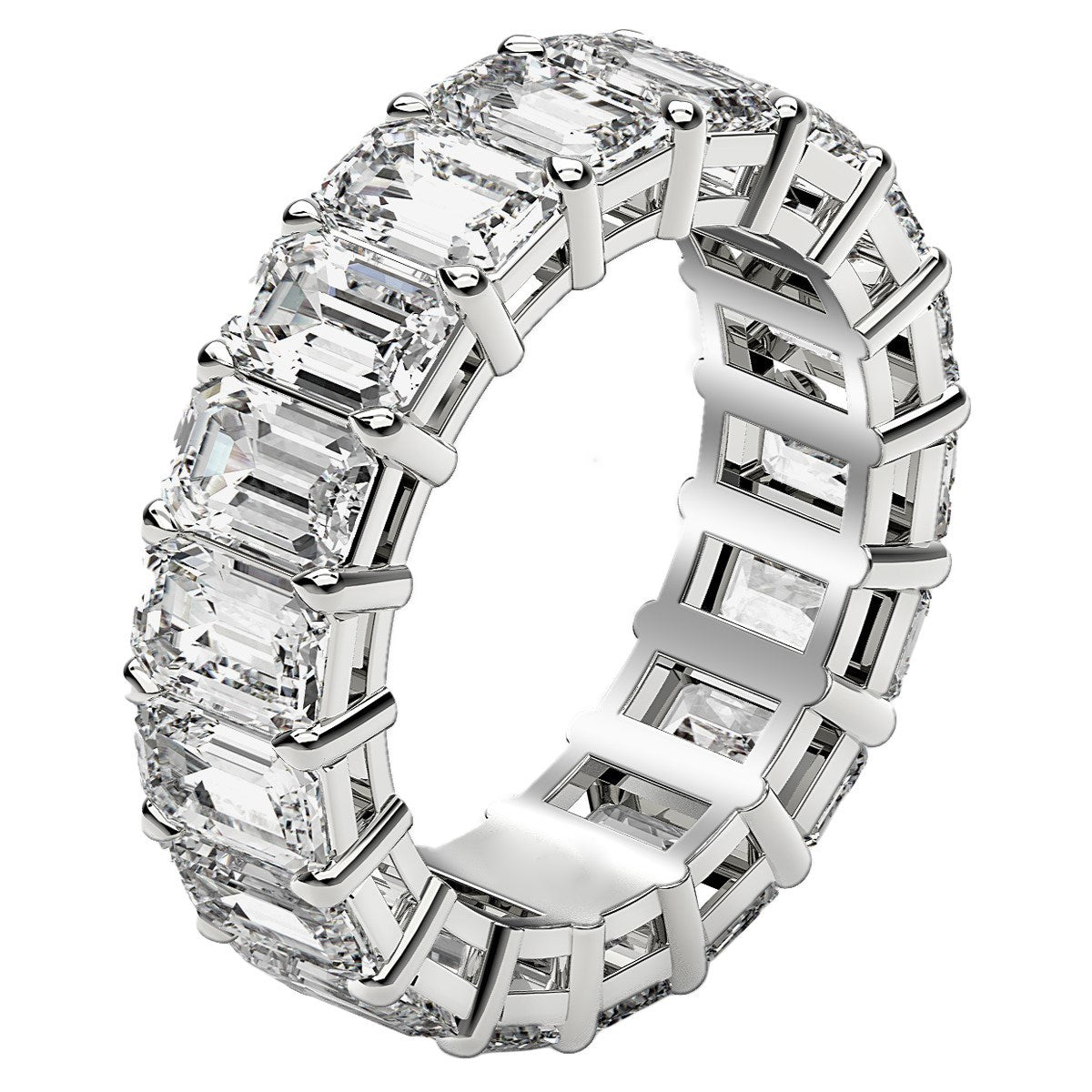 Emerald Cut Lab Grown Diamond Eternity Ring in 14k White Gold (8 cttw FG/VS2) by Bids.com