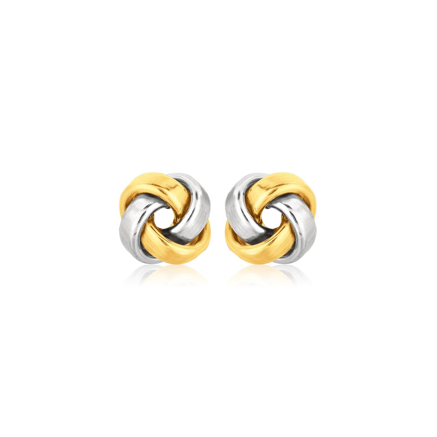 14k Two Tone Gold Square Love Knot Stud Earrings by Avera Group