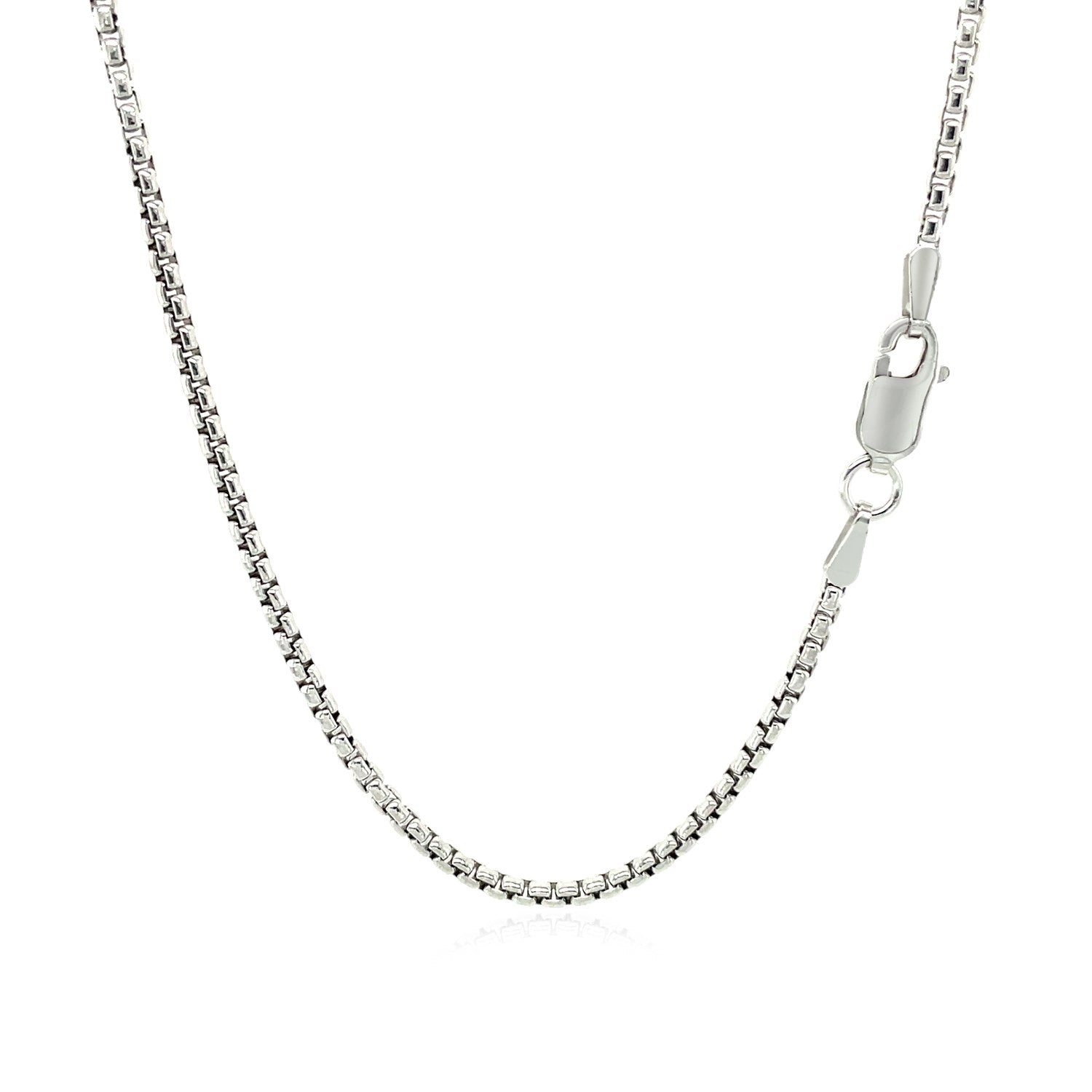 14k White Gold Round Box Chain (1.80 mm) by Avera Group