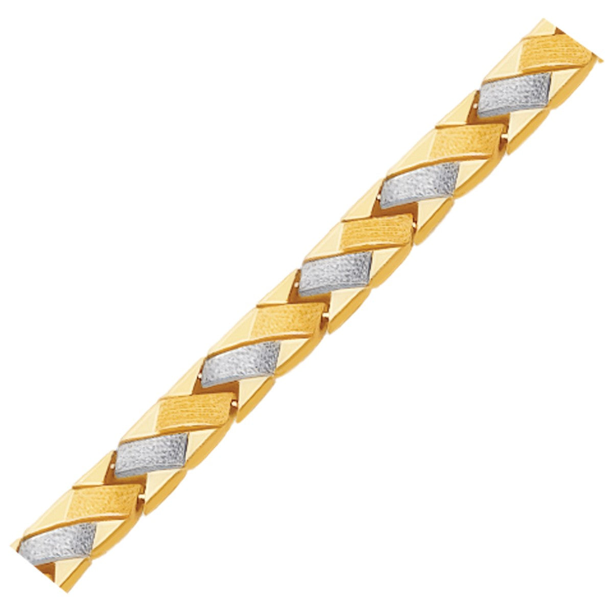 14k Two-Tone Gold Fancy Weave Bracelet with Contrasting Finish by Bids.com