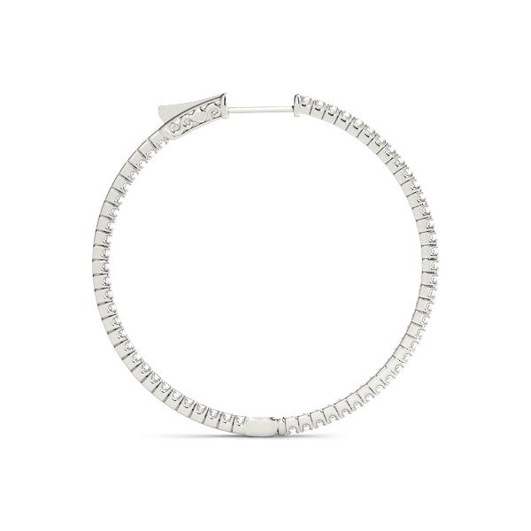 14k White Gold Slim Two Sided Diamond Hoop Earrings (1 1/2 cttw) by Bids.com